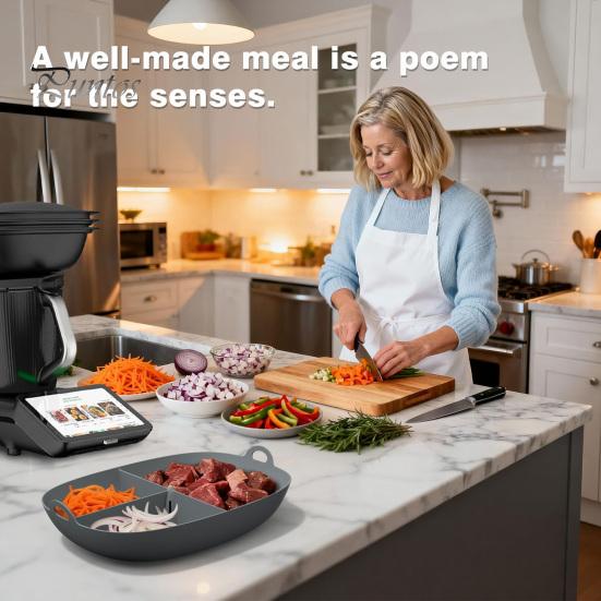 Safe Steaming Accessory for Parties Silicone Grid Tray Thermomix TM7, Food Grade Non-stick Steam Cafe Kitchen Prep Insert, Heat Resistant Healthy