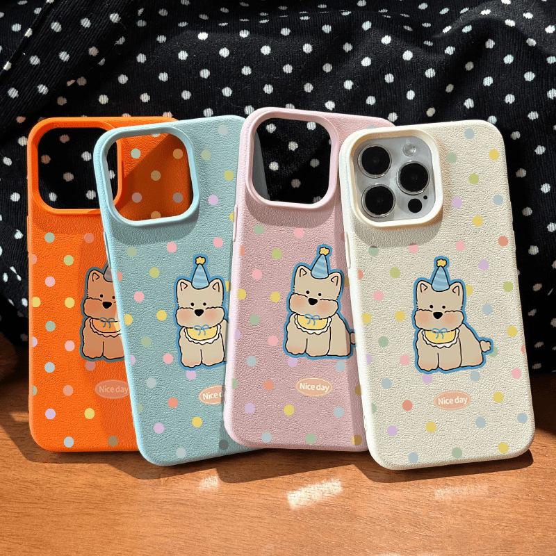 Cartoon Puppy Lychee Pattern for Apple 15Promax Mobile Phone Case 16 All-inclusive for IPhone14/13mini Female