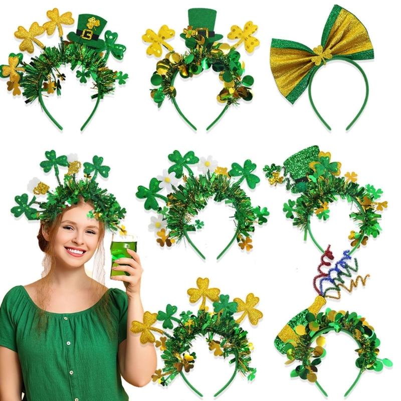 Festival Shamrock Striped Headband for Patrick's Day Ideal for Parties Decorations and Favors Headbands