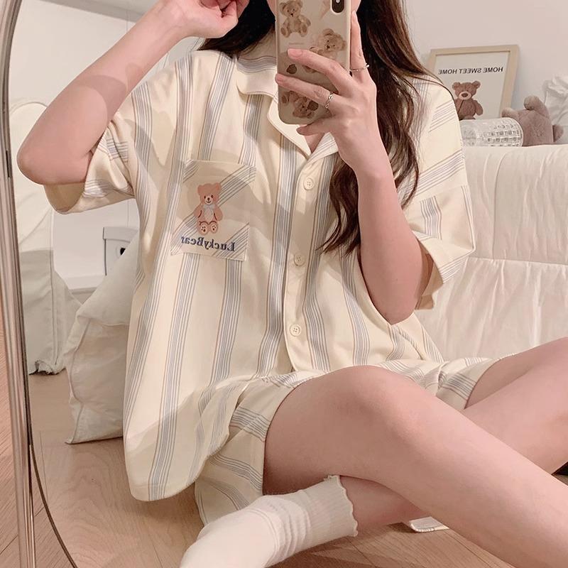 Jiikawa Wusachi Pajamas Women's Spring Summer Cotton Short Sleeve Student Loose Large Size Summer Small Hachi Loungewear