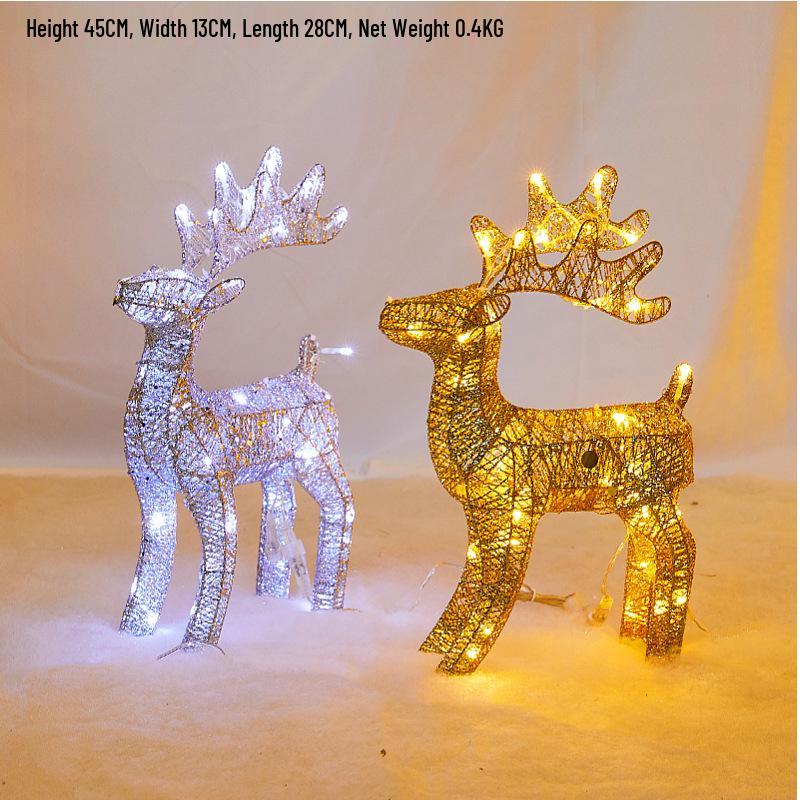 Large Luminous Wrought Iron Reindeer & Christmas Tree Ornaments for Hotel, Mall, or Garden Displays