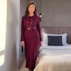 2024 Autumn/Winter Women's Solid Color Sweater and A-Line Midi Skirt Two-Piece Set
