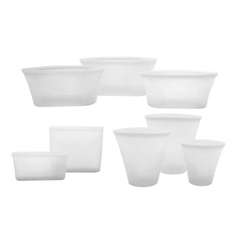 

8 шт./компл. многоразовые силиконовые пакеты для хранения продуктов питания на молнии, кухонный чехол, свежий 8pcs/set белый