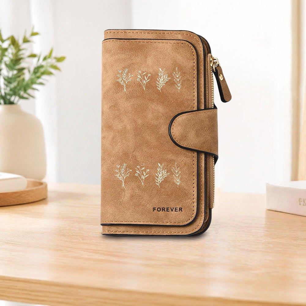 Plant print casual long zipper wallet large capacity card holder unisex clutch bag stylish zippered coin purse suitable for daily use perfect gift