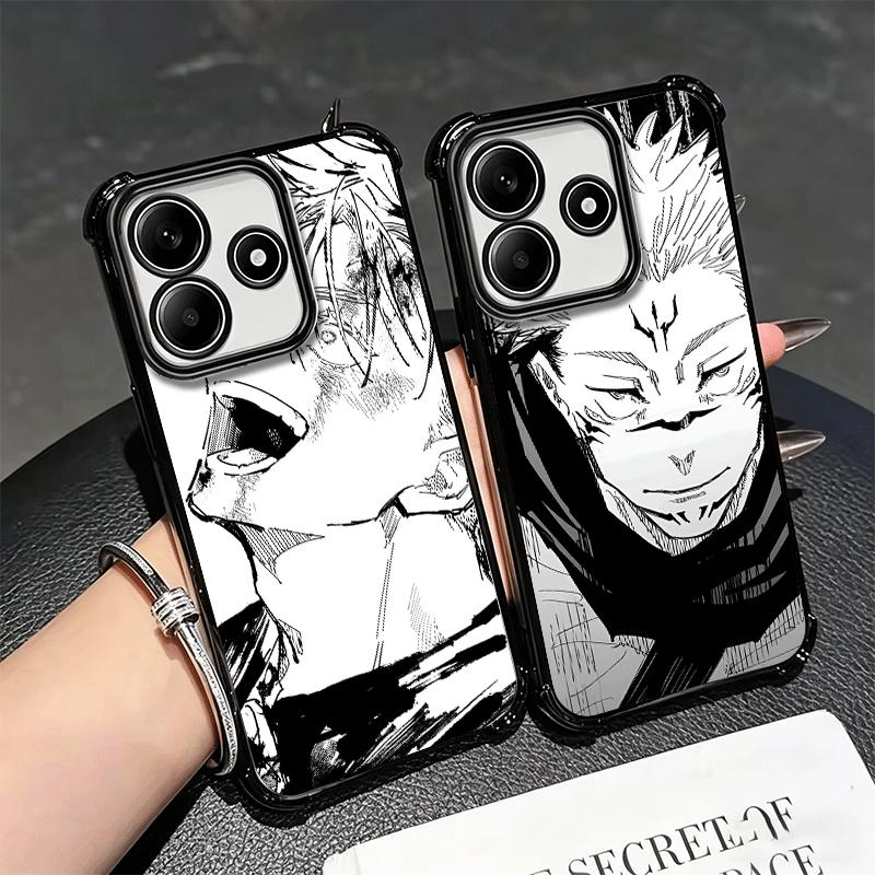Cool Black JUJUSU Anime Soft Phone Case For Xiaomi Redmi Note 14 15 Pro Plus 13 12 11S 11T 5G 10 9S 9 Plating Anti-Fall Fundas