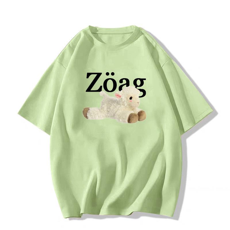 

Женская футболка с коротким рукавом из чистого хлопка 300J - 2025 Ранняя весна, Американский нишевый стиль, Свободный крой, Идеально для лета M