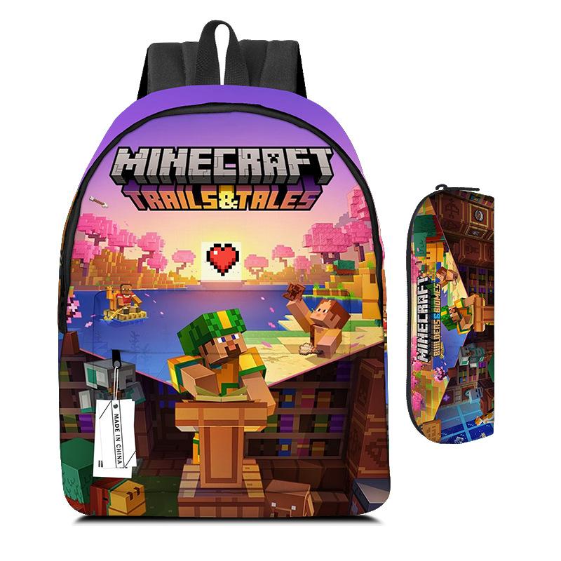 Minecraft Schoolbag Children'S Backpack Cartoon Animation Backpack Pencil Case