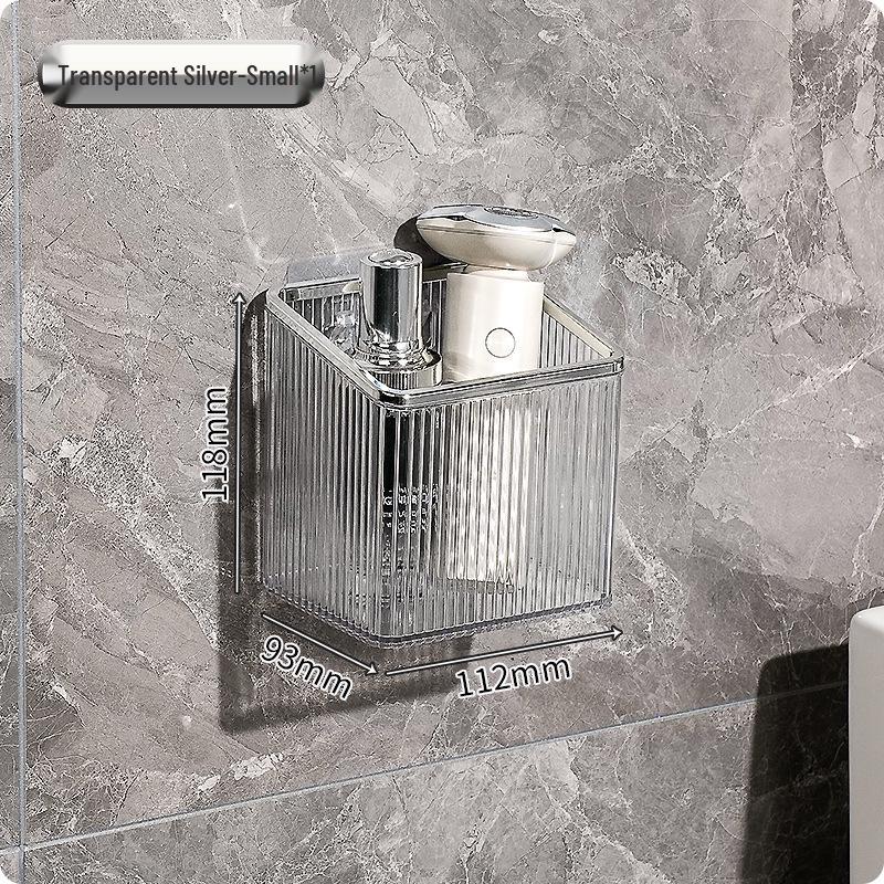 Caixa de Armazenamento de Banheiro de Parede Sem Furos com Espelho Dobrável e Porta Cotonetes à Prova de Pó.