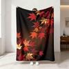 Red Gold Contrast Maple Leaf Flannel Blanket Multi Sizes Soft Casual Sofa Cover Light Nap Blanket For Office Break Daily Ind
