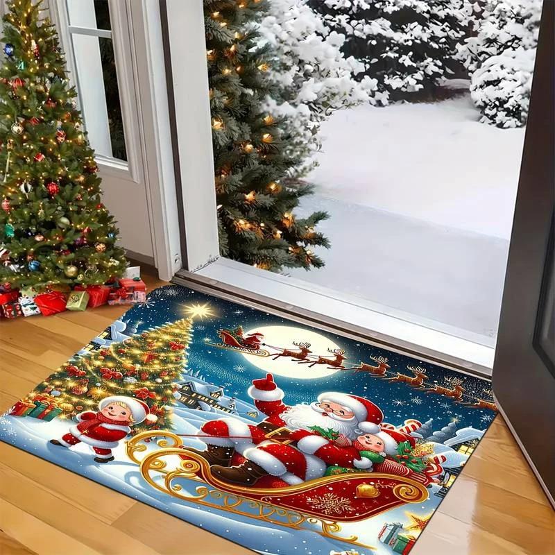 Schneemänner Frohe Weihnachten-Themen Kleiner Teppich Rutschfeste Fußmatte Heimdeko Schlafzimmer Wohnzimmer Eingangsbereich Bodenmatte Küche Badezimmer