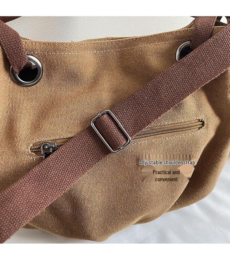Womens Retro Tote Japanese Canvas Largecapacity Handbag For Lazy Commute Workwear Crossbody Shoulder Bag