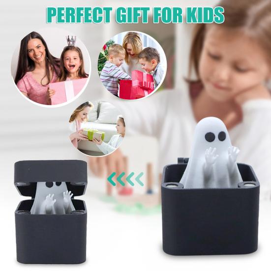 1/2ks Halloweenská ozdoba duch s prostředníčkem v krabičce vyskakující duch v pouzdře stolní dekorace škádlení přátel záludné rekvizity gag žert dárek