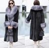 Autumn and winter coat imitation fur coat long imitation fox fur collar women thickened imitation mink coat