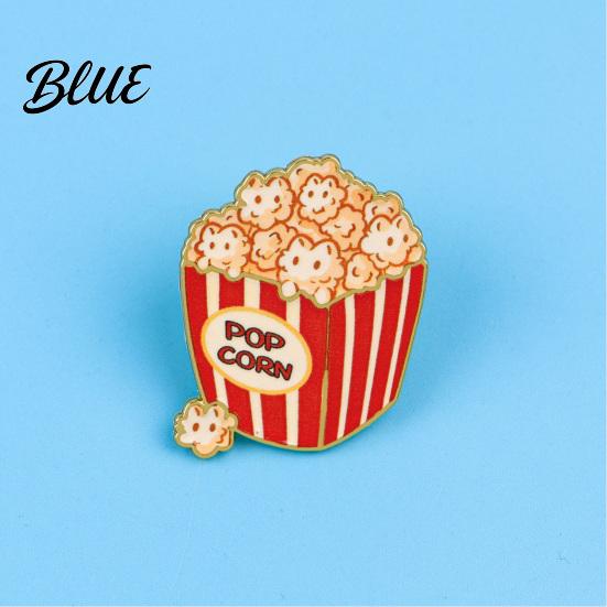 Statement Brooch Piece Cartoon Cat Popcorn Lapel Pin Cute Food