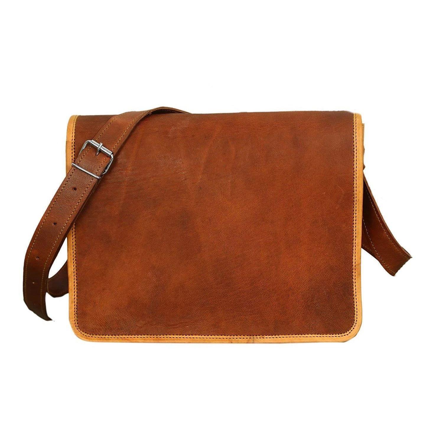 

подлинная Винтажная Коричневая Новая Кожаная Сумка-Мессенджер На Плечо для Ноутбука Портфель Мужской 11 x 9 x 3 in