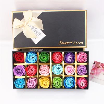 18Pcs Soap Rose Romantic Scented Bath Soap Flowers Home Decor Fake Flower Wedding Pink Petal Valentine's Day Christmas Gift Box