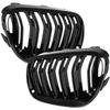 BMW 3 E92 E93 10-13 roosters tussen de koplampen (nieren) links + rechts set ZWART GLANZEND DUBBELE STAAF