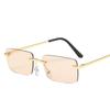Stylish Latest Rectangle Sun Glasses For Ladies For Gents No Frame Small Sun Glasses Female Male Gafas De Sol Eye Glasses Glasses Shades UV400