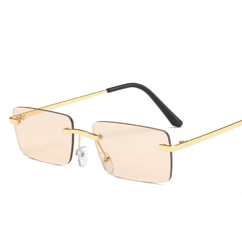 Stylish Latest Rectangle Sun Glasses For Ladies For Gents No Frame Small Sun Glasses Female Male Gafas De Sol Eye Glasses Glasses Shades UV400