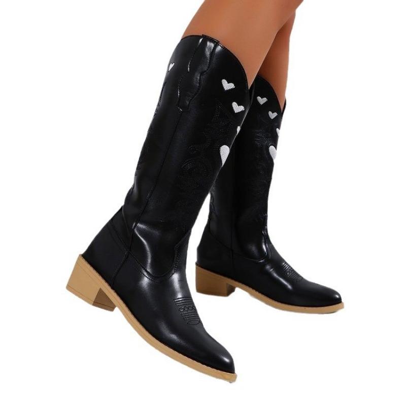 Plus size autumn new mid-core solid color pointed knight boots for women