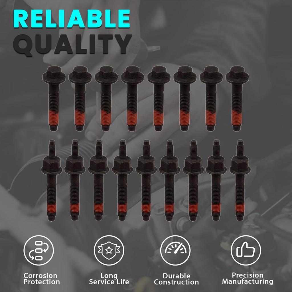 Exhaust Manifold Bolt & Nuts Compatible with Dodge Challenger Charger Durango 09-18 Ram 1500 2500 Pickup 09-10 Chrysler Aspen 300 Jeep Commander