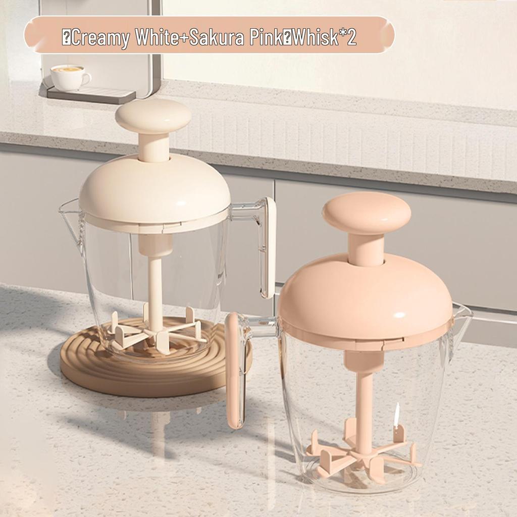 Multi-Functional Manual Egg Beater & Whipper with Large Capacity Cup