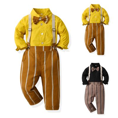 Småbørn Baby Drenge Gentleman Butterfly Ensfarvet T-shirt Toppe+Seler Bukser Outfits