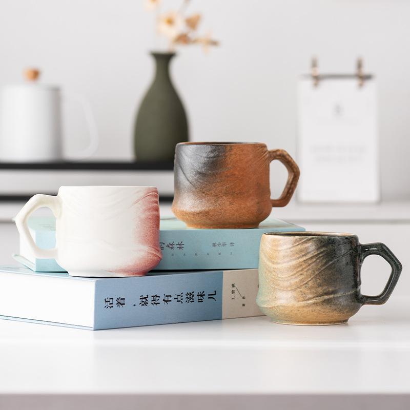 Retro Keramiktasse Ofenbrand Hochwertige Kaffeetasse Kreative Grobkeramik Latte-Tasse Becher