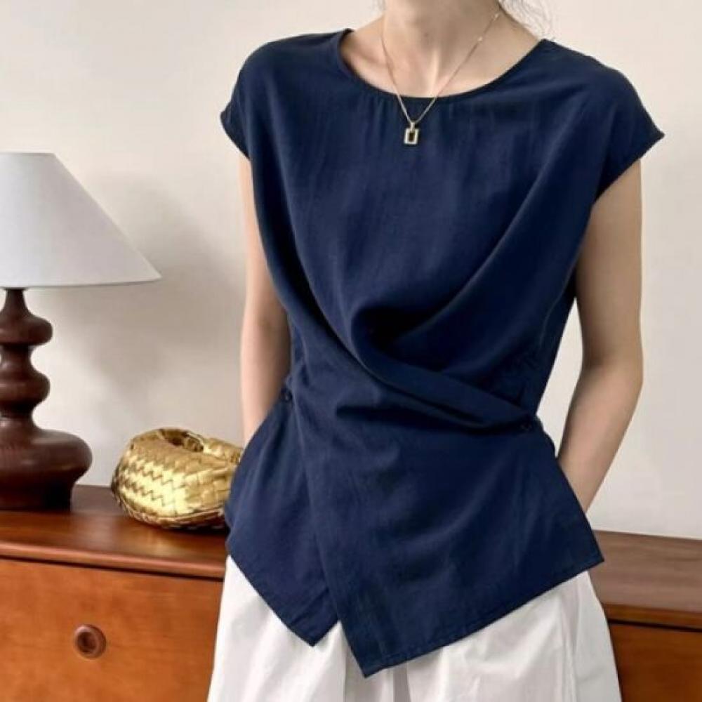Rellawear Women S ShiShan croSS Button Short Sleeve Top 3color 250521 Hy33