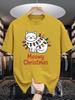 Unisex Crew Neck Tee Xmas Cat Meowy Color Lights Graphic Print Soft Cotton Loose Short Sleeve Summer Casual Male Streetwear Tops