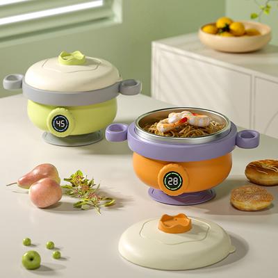 Bol Isolé pour Vaisselle Bébé Affichage de la Température Acier Inoxydable 316 Séparable Assiettes Alimentaires pour Enfants avec Ventouse Garde au Chaud
