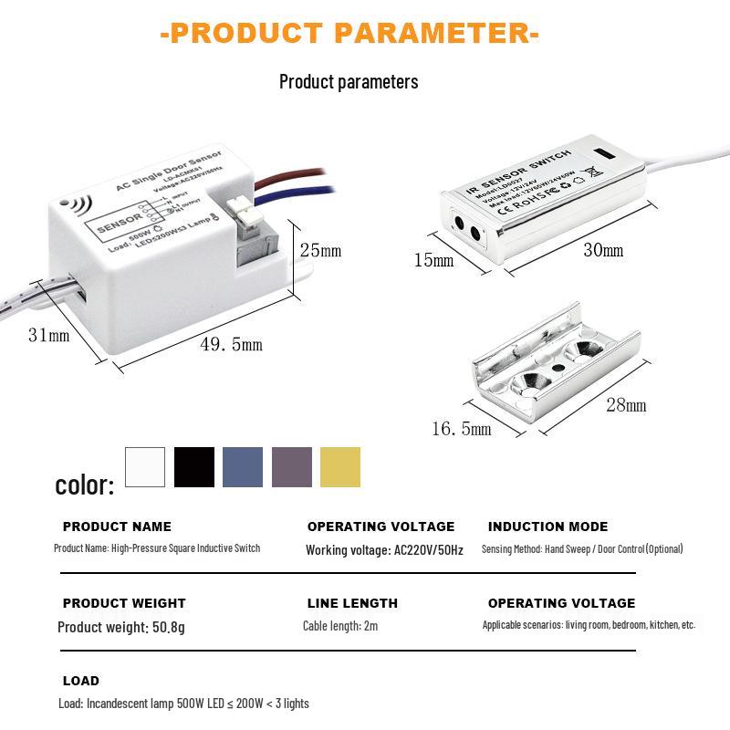 AC220V Slim Cabinet Door Sensor Switch for LED Lights