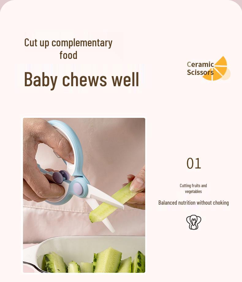 Portable Ceramic Scissors for Cutting Meats and Grinding Food - Ideal for Babies, Children, and Elderly Use During Steaming and Boiling