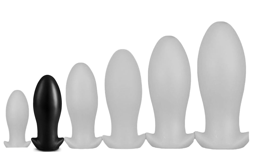 Saurus Egg Silicone Plug M 12 X 5.3cm Black - EggPlay - Silicone Plugs