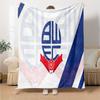 Bolton Wanderers Crest Design Flannel Blanket, Soft Polyester, Modern Design, All-Season for Camping, Travel, Gifts for Holidays or Birthdays