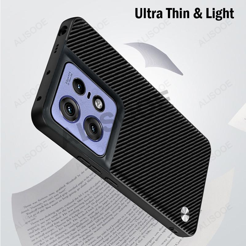 Shockproof Funda for Motorola Edge 50 Pro G14 G54 G84 Case Fiber Texture PU-Leather Cover for Moto Edge 50 Pro 40 Neo G24 Capa
