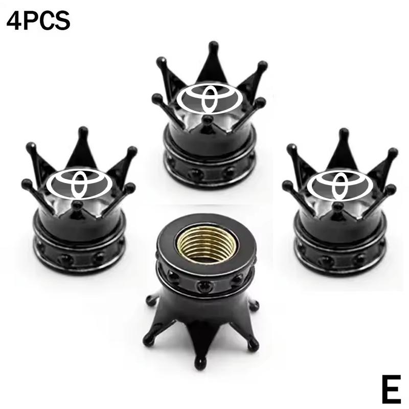 4PCS Crown Style Tire Valve Stem Caps, Air Caps Cover, Aluminum Alloy Dustproof And Waterproof Valve Caps Cover For All Toyota