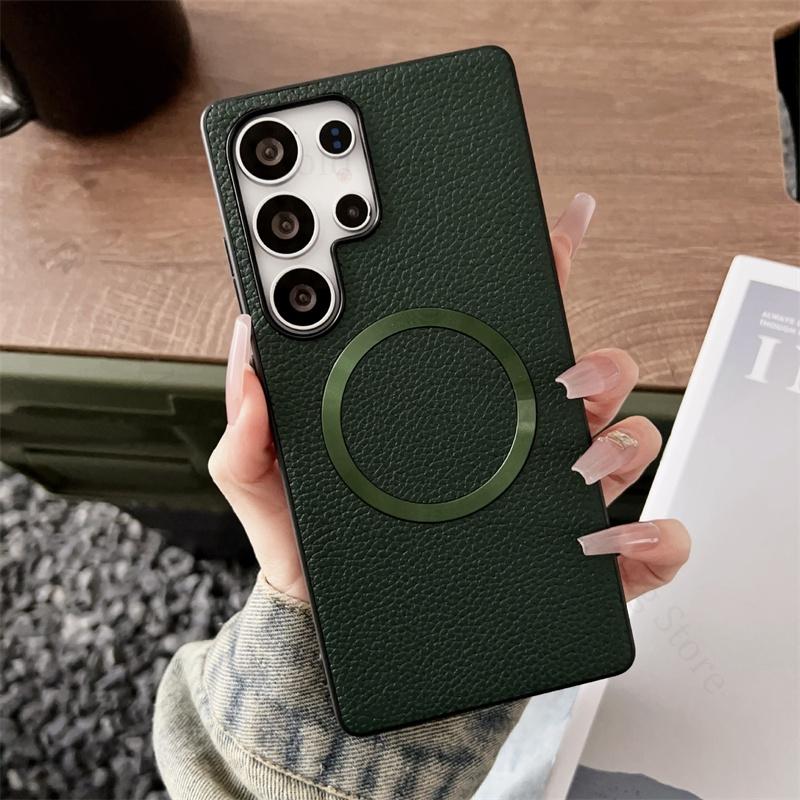 Pokrowiec z funkcją ładowania bezprzewodowego Skórzane etui na telefon Do Samsung Galaxy S25 Edge S24 Ultra S22 S23 Plus A16 A26 A36 A56 5G Fundas Miękki zderzak TPU Pokrowiec na telefon