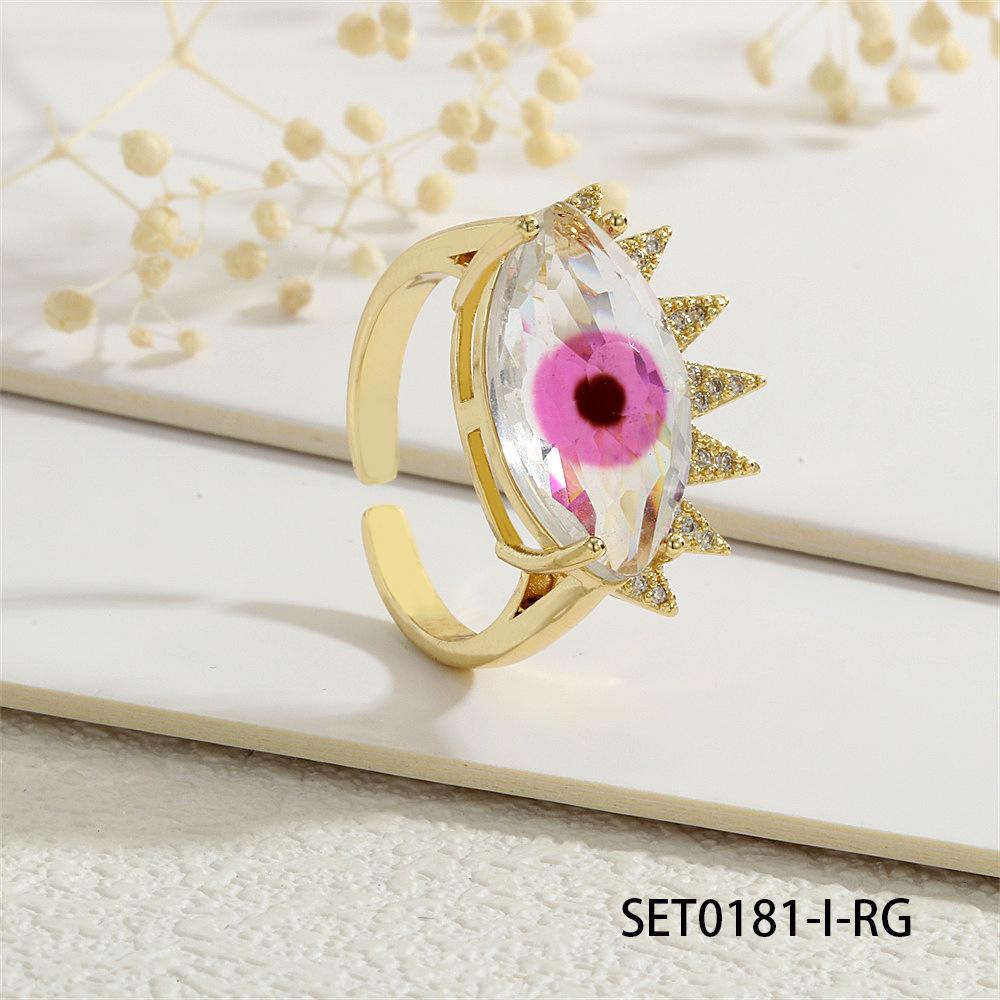 18K Gold-Plated Copper Evil Eye Ring with Zircon - High-End Luxury Women's Ins Style.