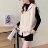 Women's Loose Knit Vest Cardigan with Hood and Zipper Pockets for Autumn/Winter