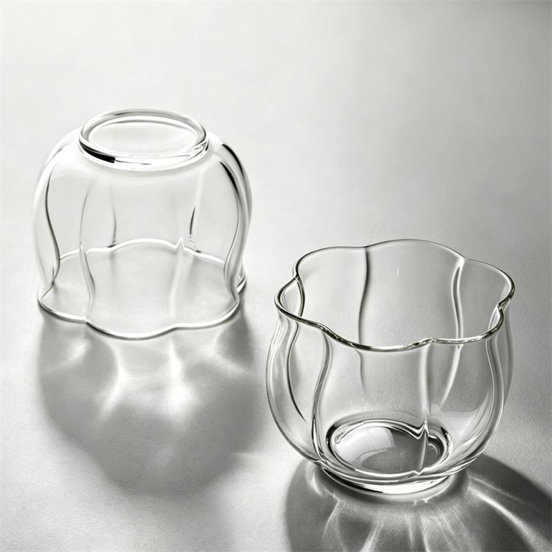 280ml Flower Shaped Borosilicate Glass Coffee Cup Hand-brewed Espresso Shot Glasses Coffee Aroma Cup Tea Cup Drinkware