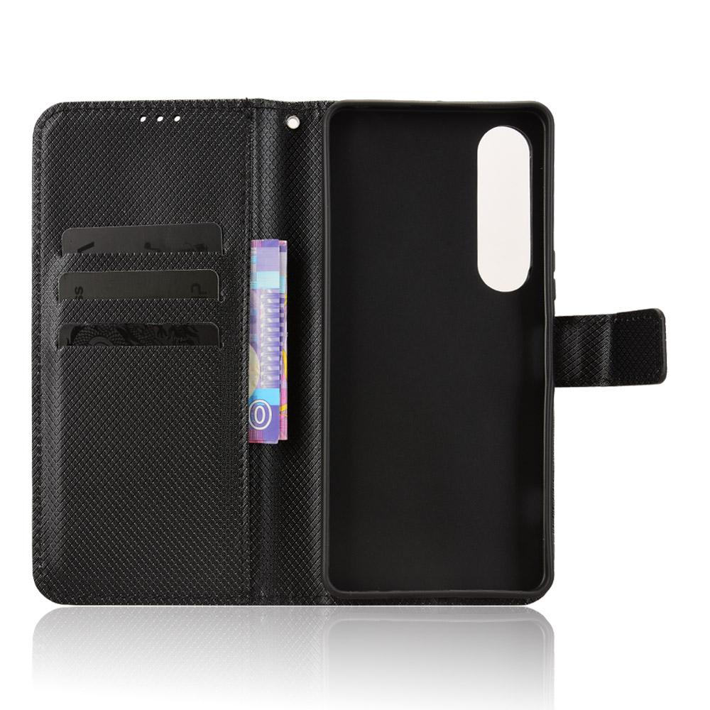 For Sony Xperia 1 VII Leather Wallet Case with Strap Diamond Texture Phone Cover