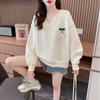 Women's Cherry Embroidered Sweater Quilted Knit Casual Long-Sleeve Top Hoodies