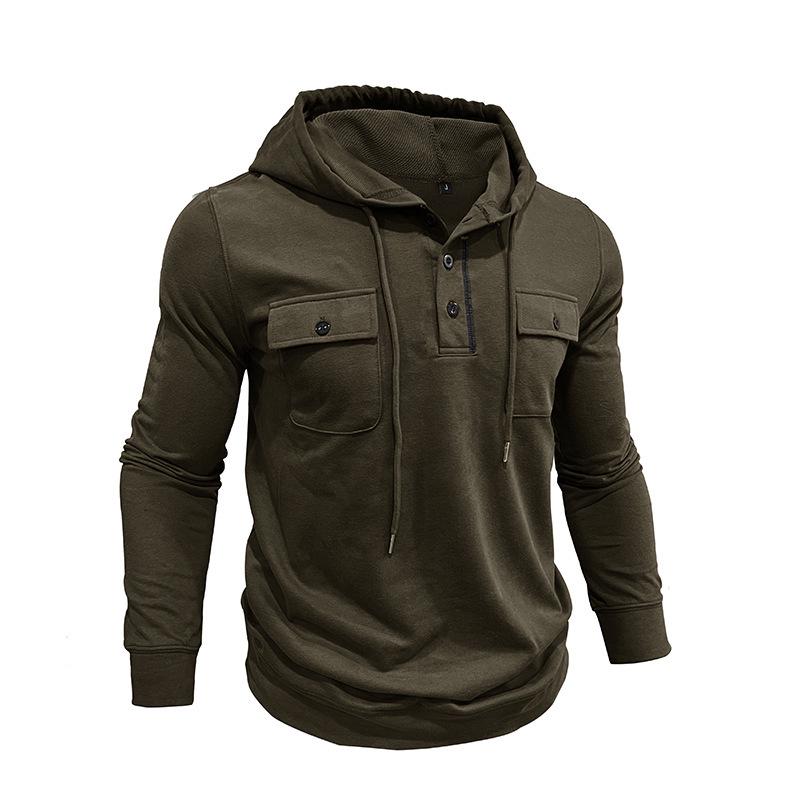 2026 Autumn/Winter Men's Retro Hooded Sweatshirt - Long-Sleeve Sport Hoodie with Pocket