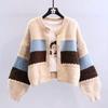 Women's Retro Round Neck Knitted Cardigan - Fresh Spring & Autumn Style, Petite College Fashion