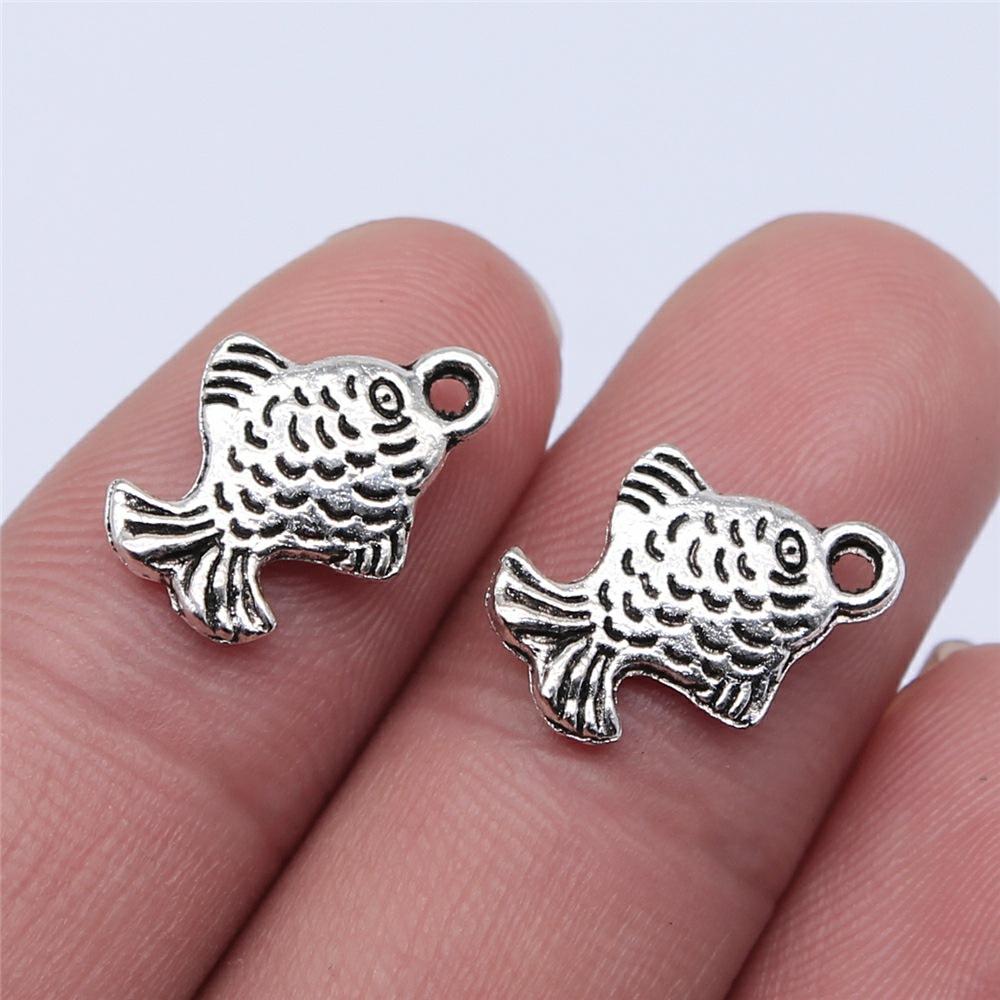 20 Stück Fisch Anhänger Antik Bronze Silber Farbe Anhänger DIY Basteln Herstellung Zubehör Handgefertigt Tibetischer Schmuck Für Schmuckherstellung