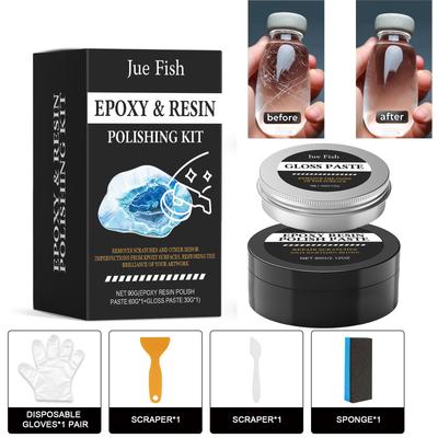 Kit de Polissage Professionnel pour Résine Époxy & Pâte Finition Haute Brillance Supprime les Rayures & Redonne l'Éclat aux Œuvres en Résine Bijoux Tables