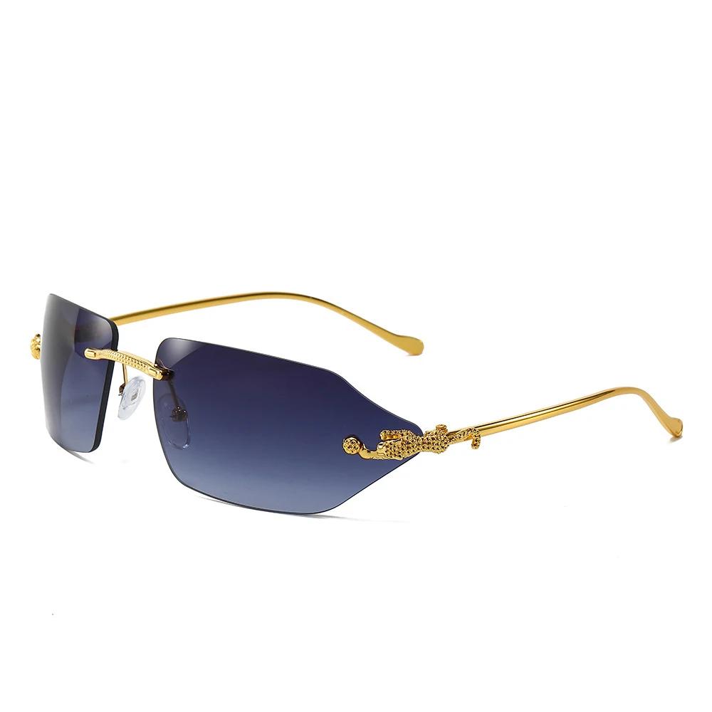 New Fashion Luxury Brand Designer Sunglasses Women Men Leopard 2026 Vintage Rimless Shades Glasses Elegant Cute Top Sunglasses