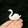 Miniature Swan Figurine Mini White Swan Resin Statue Realistic Animal Ornament Dollhouse Fairy Garden Micro Landscape Decoration