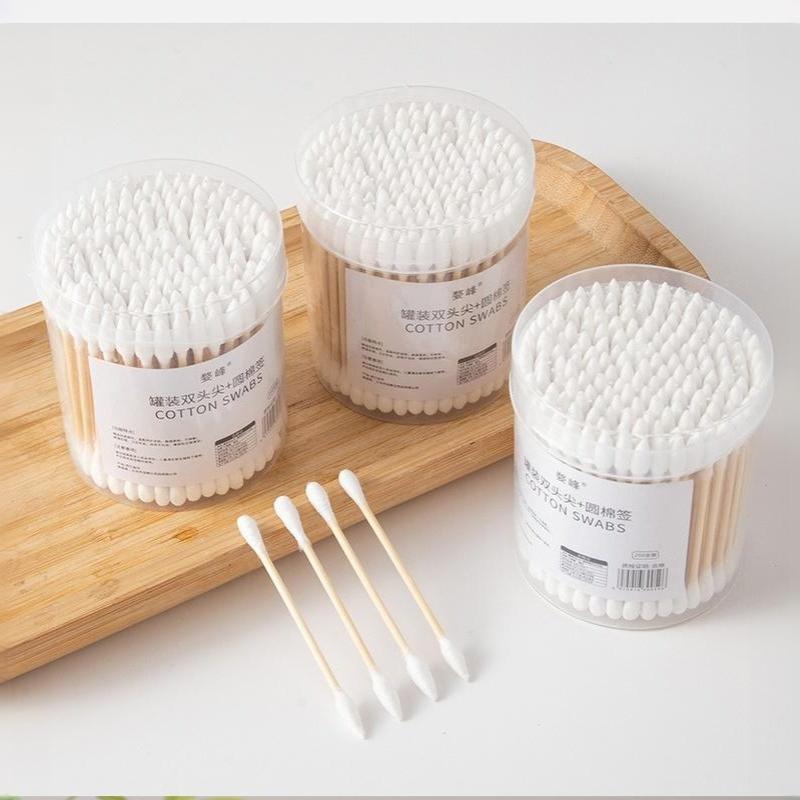 Double-headed Disposable Cotton Swabs 200Pcs with Clear Storage Box for Easy Organization Makeup Daily Use